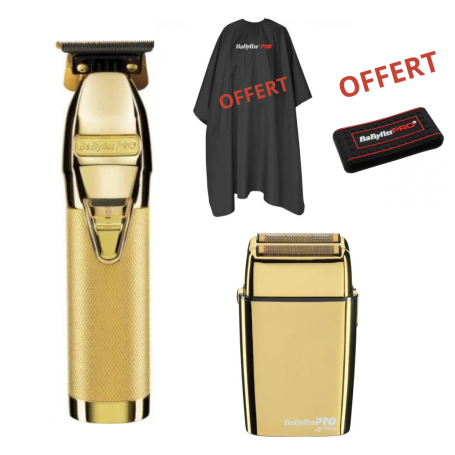Pack Tondeuse de Finition Skeleton FX Gold 4Artists + Shaver Double Grille FOILFX02 Gold + 1 Cape + 1 Grip OFFERT - BaBylissPro