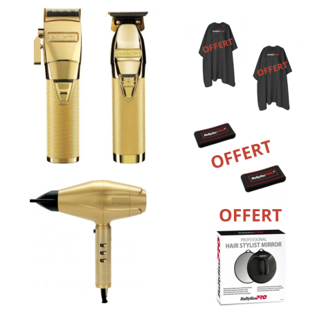 Pack Tondeuse Coupe/Finition/Sèche cheveux GOLD + 2 Capes/Grips + 1 Miroirs OFFERT - BaBylissPro
