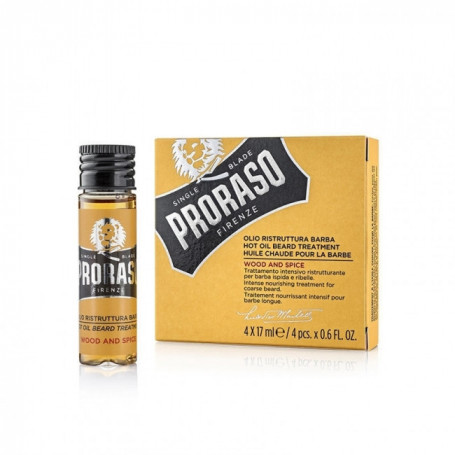 Huile Chaude Barbe et Moustache "Wood & Spice" X4 - Proraso